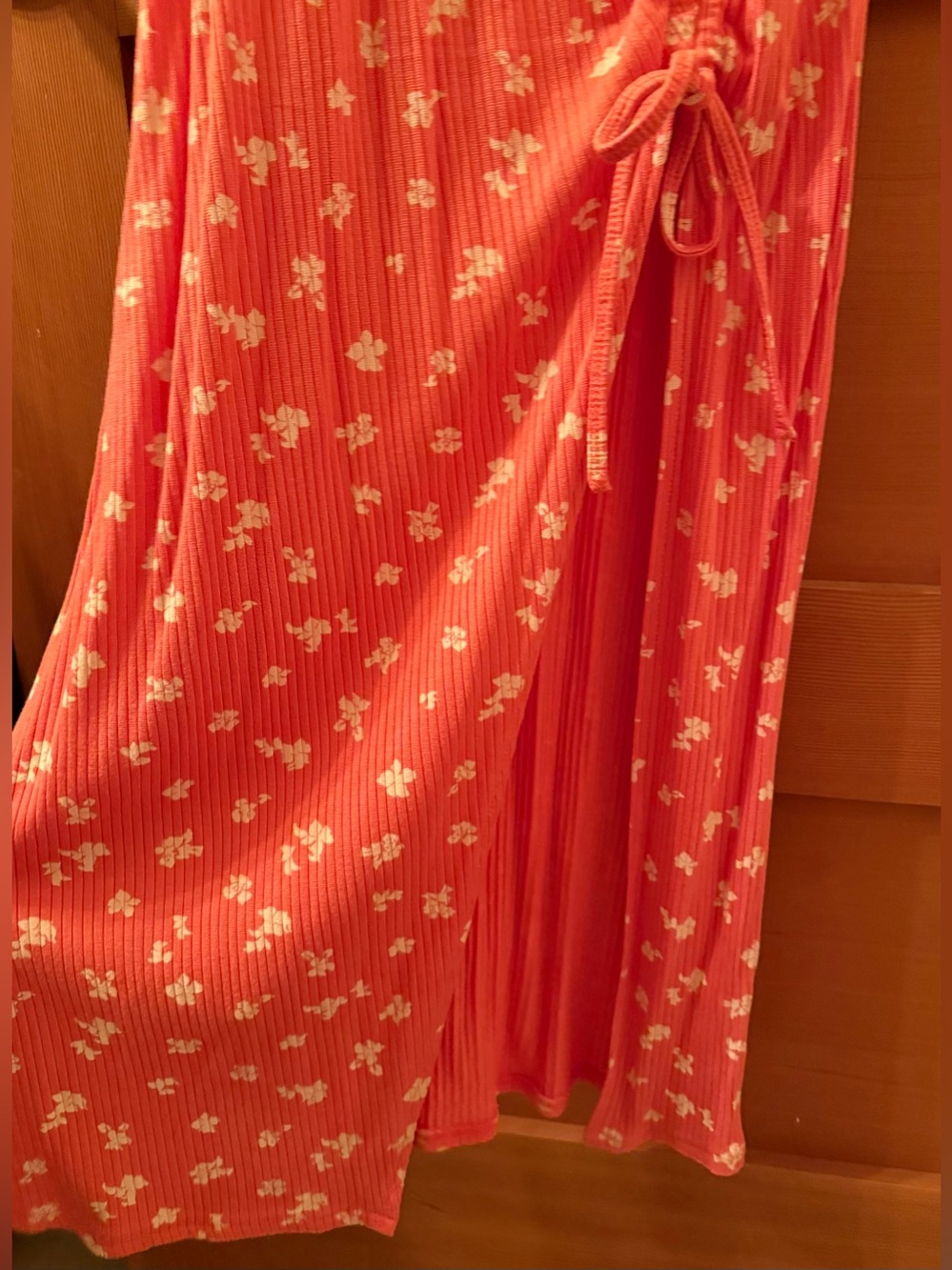 NWT O'Neill Coral Pink Floral Ribbed Maxi Dress - Picture 9 of 12